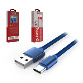 USB кабел TYPE-C LDNIO LS-60 2.4A с текстилна оплетка 1 метър син